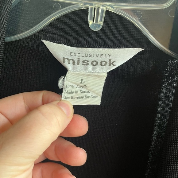 Misook NWOT Cardigan Sweater Womens Top Black Open Longline Capsule Normcore Lrg - Picture 6 of 6